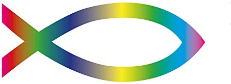 Premium Aufkleber Jesus Fisch Ichthys Fish Sticker Autoaufkleber Regenbogen Waschstrassenfest und UV-Beständig