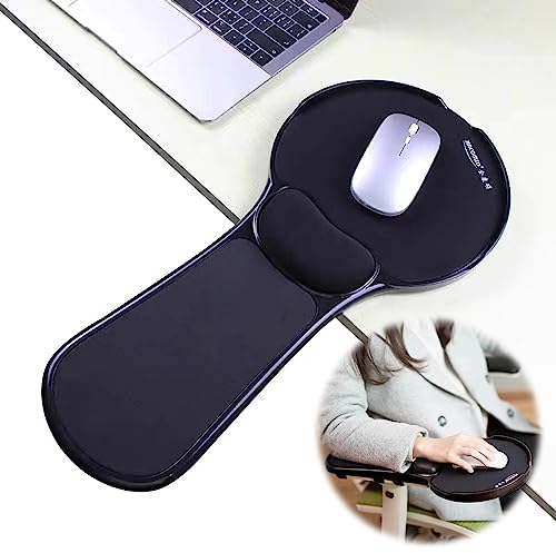 LL-COEUR Ergonomische Mausarmhalterung mit Handgelenkstütze Verstellbar Armablage Handgelenkauflage mit Memory-Schaum Armauflage Schreibtisch Extender für Tisch und Stuhl (Schwarz)