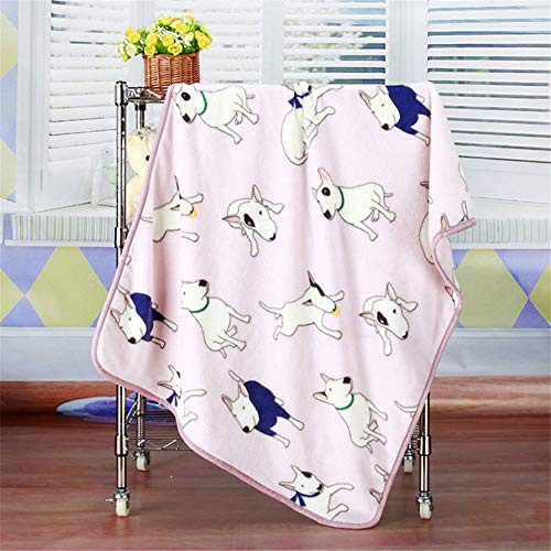 Treer kuscheldecken kinderzimmer Tagesdecke für Kinder Flanell Weiche Wohndecke Sofadecke Reisedecke Decke Tagesdecke für Sofa und Bett 100x75 cm (100x75 cm,Rosa Bullterrier)