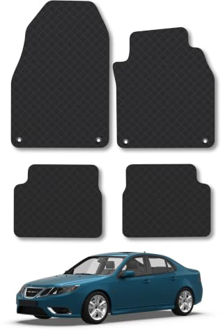 Saab 9-3 (2003-2012) 3mm Rubber Car Mats | Tailored Fit Durable Floor Mats Full Coverage Protection Waterproof Accessories Easy Clean Anti Slip Made in the UK