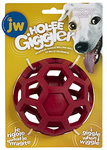 JW - HOL-ee Giggler - Verfolgungsspielzeug für Hunde - Kauspielzeug für Hunde - Gibt interessensfördernde Laute von Sich - Einheitsgröße - Durchmesser 11.5 cm