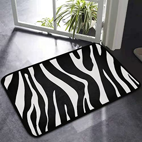 LNXSESN Fußmatte Zebra Schwarz Weiß Schmutzfangmatte Polyester Fußmatte Außen Verdicken Fussmatte Aussen rutschfest Fußmatten Dekontamination Türmatte Weich Fußabtreter Teppich 40x60cm