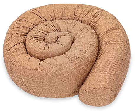 Totsy Baby Seitenschläferkissen Bettschlange Body Pillow 200 cm Baumwolle Waffel- Kopfkissen lang Bettrolle Schlafkissen Nackenrolle Kissen Braun
