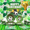 LSJDEER Fournitures de Football - Toile de Fond d'Anniversaire, Assiettes, Tasses, Serviettes, Nappe, Ballons, Pailles - Décorations pour 20, 193 Pièces