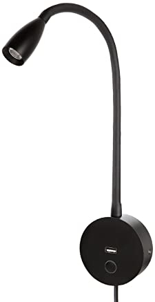 Meanyee Lampada da lettura da parete luci da comodino con porta di ricarica USB/interruttore touch dimmerabile/braccio regolabile/1 * 3W LED/Bianco caldo 3000K