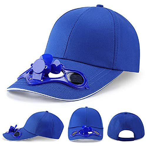 Solar Adjustable Fan Hat Cap One Size (Blue)