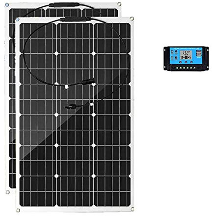 SHENGSHIYU Panneau Solaire 160w 12v avec Contrôleur De Charge Solaire pour Batteries, Camping, Cellules Solaires Semi-Flexibles pour Camping-Car, Bateau,160W+30AControllerSet