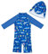 upandfast Maillot de Bain Une pièce avec Capuche pour Tout-Petit Maillot de Bain Extensible avec Le Tissu est Anti-UV certifié UPF 50+ pour Tout-Petit (Blue Shark, 2-3 Ans)