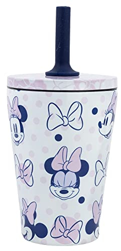 Stor Vaso Infantil térmico de Acero Inoxidable con Pajita de Silicona de 360 ml de Minnie Mouse