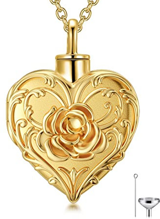 SOULMEET Weißgold/Roségold/Gelbgold, personalisierbar, echtes Gold, Baum des Lebens/Schmetterling/Rosé-Herz-Medaillon für Asche, um menschliche Hunde, Katze in Erinnerung zu halten, Metall