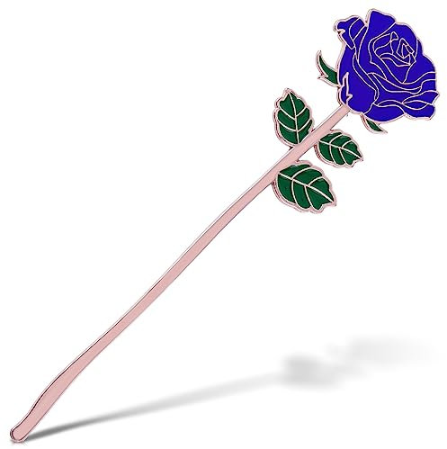Bewudy Metall-Lesezeichen, rote Rose Lesezeichen Exquisite Geschenke Lesezeichen für Buchliebhaber Studenten Lehrer Freunde Lesezeichen Weihnachten Geburtstag Graduierung Valentinstag Geschenke (Blau)