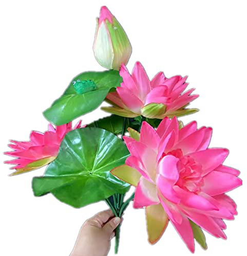 Künstliche Seerosen, Blumenstrauß, Seide, Nymphae, Tetragona, Pflanzenstrauß, Lotus, für Hotel, Geschäft, Büro, Blumendekoration (rosa), 4 Stück