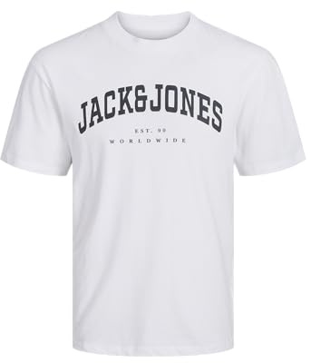 JACK & JONES Herren Jjecaleb Varsity Tee O-Neck Noos T-Shirt, Weiß,XS