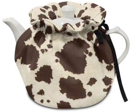 Jeiento Brown Cow Spots Tea Cosy for Teapot&Coffee Pot Kitchen Tea Pot Dust Cover Insulated Breakfast Warmer Tea Pot Cover,Afternoon Tea Decor