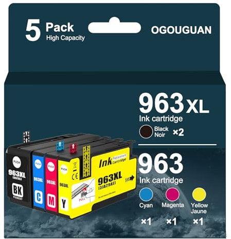 OGOUGUAN 963XL Wiederaufbereitete Tintenpatronen für HP 963 XL für HP OfficeJet Pro 9010 9012 9020 9014 9015 9016 9018 (5er-Pack)