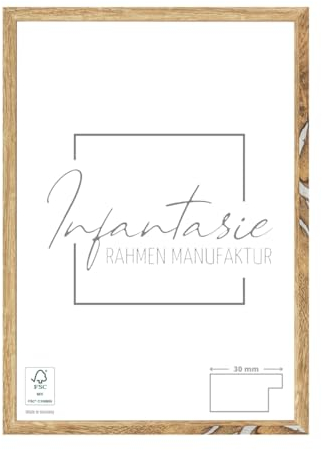 Infantasie 'N°2' Bilderrahmen 100x140 handgefertigt nach Maß | Eiche Vintage Silber | MDF Holz-Design Collage Rahmen inkl. Kunstglas und Metall Aufhänger (Querformat & Hochformat)