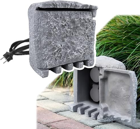 FIVMEN Gartensteckdose Steckdose Steinoptik Aussensteckdose Wasserdicht mit Verlängerungskabel 3m, 4 Schutzkontakt Außensteckdose Mehrfachsteckdose IP44