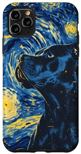 Hülle für iPhone 11 Pro Max Pitbulls Deeply Hued Dog Van Gogh Sternennacht
