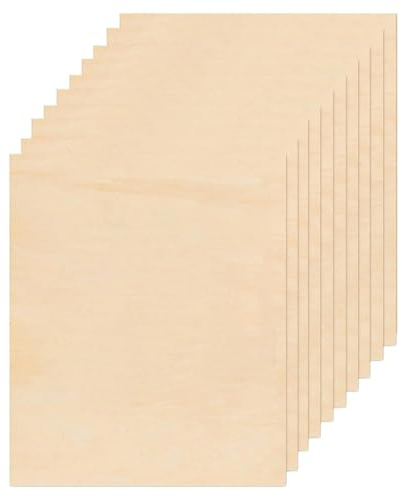 10 Stück Bastelholz Holzplatte, 3mm Sperrholz Holzplatte, Holzausschnitte zum Basteln, Spanplatte für DIY Modell, Gemälde, Laserprojekte, Kunst und Handwerk (10x20cm)