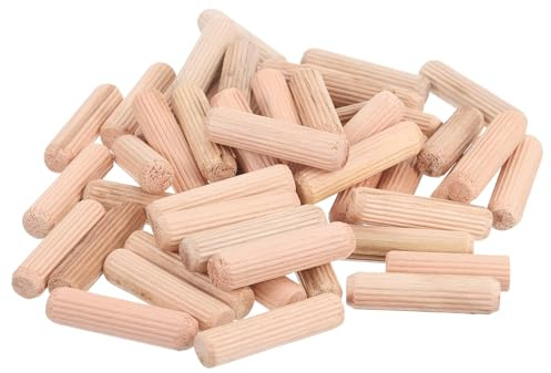 sourcing map 100 Pcs Wooden Dowel Pins 0.39 x 1.57 Inch Wood Dowels Rods | 10 x 40mm,Fluted Dowel Joints,for Grooved Woodworking Furniture Craft