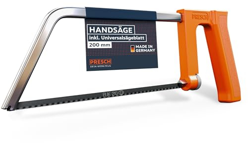Presch Scie à métaux 200mm - Avec lame de scie universelle pour des coupes précises - Changement rapide des lames de scie - Poignée ergonomique pour un meilleur sciage - Petite scie à main