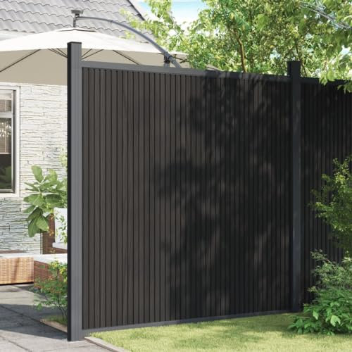 Homgoday Gartenzaun Sichtschutz WPC-Aluminium Grau 173x186cm - Privatsphäre und Dekoration Model4003980