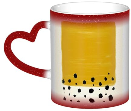WSHFFILO Mug en céramique à changement de couleur jaune moutarde et noir - Sensible à la chaleur