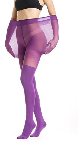 Gi&Gi Collant Donna curvy Finta Parigina Super Taglia Invernale Microfibra Plus Size 40-120Denari Made in Italy N.1615 (IT, Testo, XL, XXL, Plus, Regular, VIOLA SCURO)