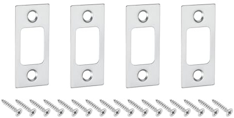 sourcing map 4Pcs Door Strike Plate, 57mm x 25.5mm Stainless Steel Latch Deadbolt Replacement Lock Strike Plate for Door Frame Door Jamb Reinforcement, Silver