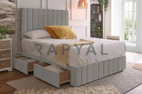 Fireplaces 4 Life Plush Vegas Divan Bed Set With Memory Sprung Mattress, 24 Headboard and Footboard (Silver, 2 Drawers Same Side, 5ft Kingsize (150 x 200 cm))