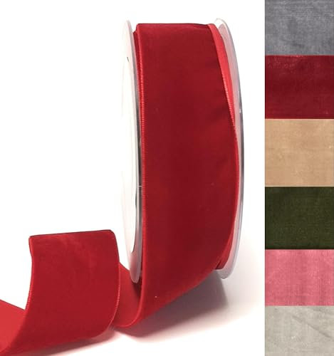 s.dekoda Dekoband Samt 8m x 40mm Rot Samtband Samtborte Schleifenband [DS 3648-300]