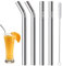 Milchshake-Strohhalme, 10 mm breit, 4 Stück, Edelstahl-Trinkhalme mit 1 Strohhalm-Reiniger, wiederverwendbarer Metall-Strohhalm für Milchshake, Smoothie und Jumbo-dicke Getränke, Smoothie-Strohhalme,