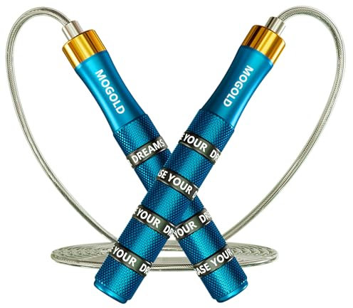 MOGOLD Skipping Rope Fitness Box Qquipment Skipping Rope for Home Workout - 4 mm Thick Speed Rope Skipping Ropes 3 m Long PVC Steel Wire Rope for Fitness, Crossfit
