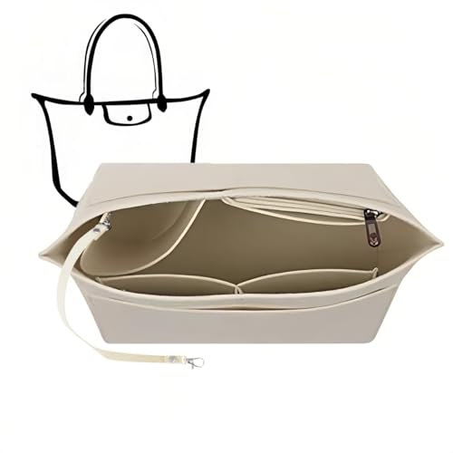 Charinor Premium Taschen Organizer für Longchamp, Taschenorganizer L aus Filz mit Schlüsselkette(BeigeL)