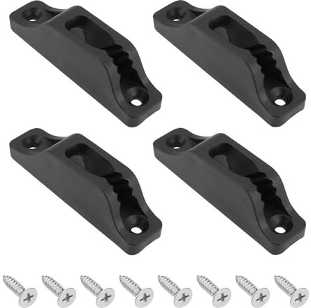 LT Easiyl Nylon-Klemme für Kajak- und Bootsschnur, Seilklemme, Zubehör, Seilklemme, 86 x 20 mm, mit Schrauben, geeignet für Yachtboote mit 3–6 mm Kabel, Schwarz, 4 Stück