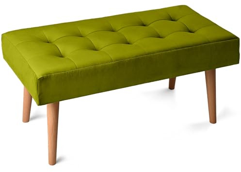 MG Design Polsterbank 45 × 90 cm in Grün – stabiles Holzgestell, weich gepolstert, samtig-weiche Oberfläche mit dezentem Schimmer, pflegeleicht – für Wohnzimmer, Schlafzimmer & Flur