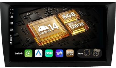 SXAUTO [6GB+128GB, Octa-Core] Android 14 IPS Autoradio Per VW Golf 6 (2008-2016) - Senza fili CarPlay/Android Auto - LED Camera + MIC - DAB Volante 360-CAM Bluetooth Fast-Boot DSP - 2 Din 9 Pollici