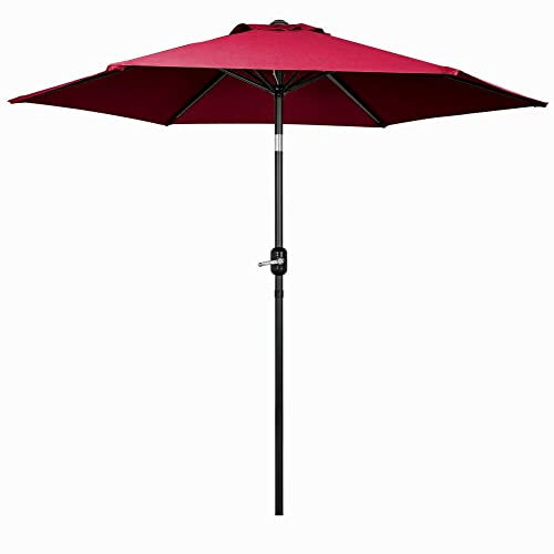 WDWDW Parasol de Jardin Rond Parasol Pare-Soleil Patio extérieur Plage Manivelle Inclinable Rouge 3 mètres Parasol de Patio Parasol de Patio
