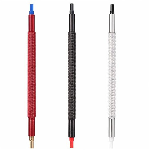 Bremorou 3 Stück Zeigerabheber Zeigersetzer Handpresser Der Uhr Uhrenwerkzeugset Edelstahl Uhrmacher Reparatur Werkzeug Uhrzeiger Einstellwerkzeug Für Alle Uhren Rot Silber Schwarzer 11× 0.6 × 0.3 cm