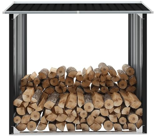 Gecheer Abri de jardin pour bois de chauffage Acier galvanisé Gris 172 x 91 x 154 cm
