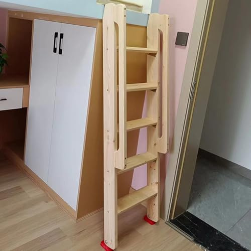 EXCLURA Dachbodentreppe Etagenbettleiter aus Massivholz mit Montagezubehör, Robuste Dachbodenleiter, Dachbodentreppe mit Breiten Stufen und Handläufen(Natural,4 Step-1.25m (4.1ft))