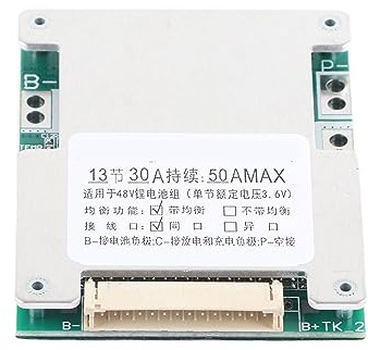 Yctze 30-A-Lithium-Batterie-Schutzplatine mit Balance-Aufladung – 13S -Platine für Sicheres Lithium-Batterie-Management und Überlade-/Entladeschutz