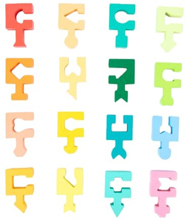 Kinder – Geometrisches Steckspiel – 16 Teile aus Holz | für und Mädchen von 4 bis 6 Jahren, Lernaktivität, Spielzeit