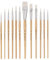 Jerry Q Art 12 PC White Synthetic Hair Round and Flat Paint Brush Set with Short Wood Handle for Acrylic, Watercolor and A...