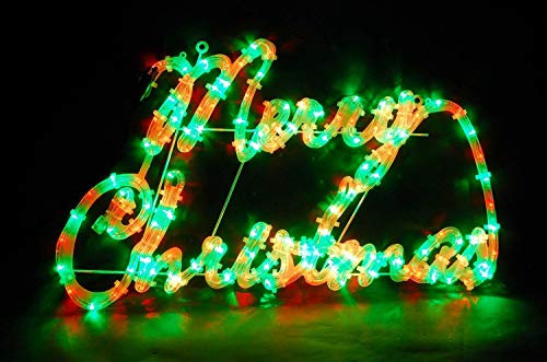 Christmas Concepts® Rope Light Merry Christmas Sign With Red/Green LED Lights With 8 Function Controller 72cm x 42cm