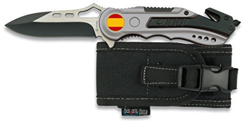 Albainox 19461gr1018 Navaja Seguridad, Mango de Aluminio, Hoja sin Sierra de 8.1 cm, Unisex Adulto, Gris