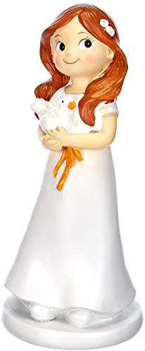 Mopec Tortenfigur zur Kommunion von Mädchen und Taube, Harz, 7.8x7.8x16 cm