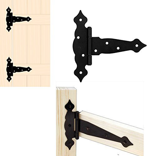 Black Ornamental Decorative Tee Hinge Cottage Door Cabinet Trunk 200 x 190mm