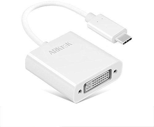 USB-C (Thunderbolt 3) to DVI Adapter, USB Type C (Male) Convert to DVI (female), Support 2K Adapter Cable Converter, works for Chromebook Pixel and more (White)