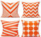 All Smiles Kissenbezug 45x45cm 4 Stück orange Geometrisches Muster draußen Leinen Dekorative Kissenhülle Zierkissenbezüge für Sofa Schlafzimmer Wohnzimmer Auto Zuhause Dekoration